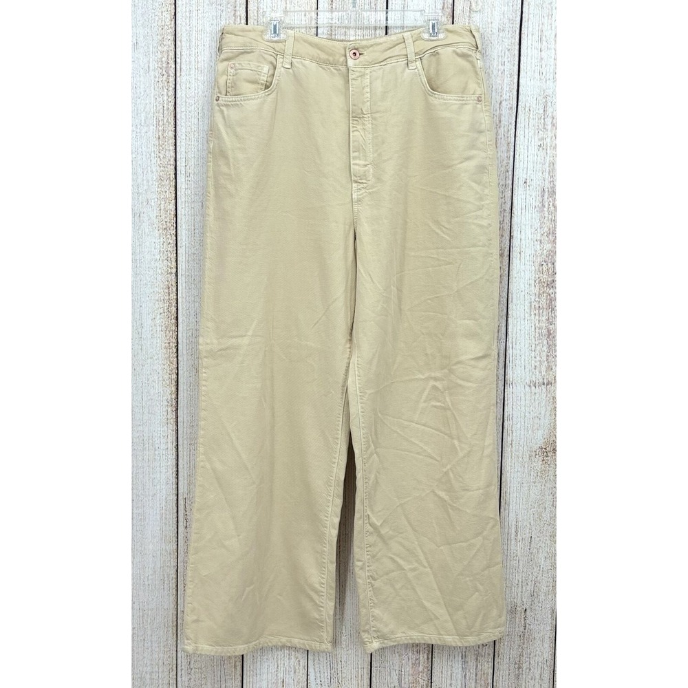 Anthropologie Pilcro Annie Wide Leg Jeans 32 High Rise Cream Loose Baggy Pant